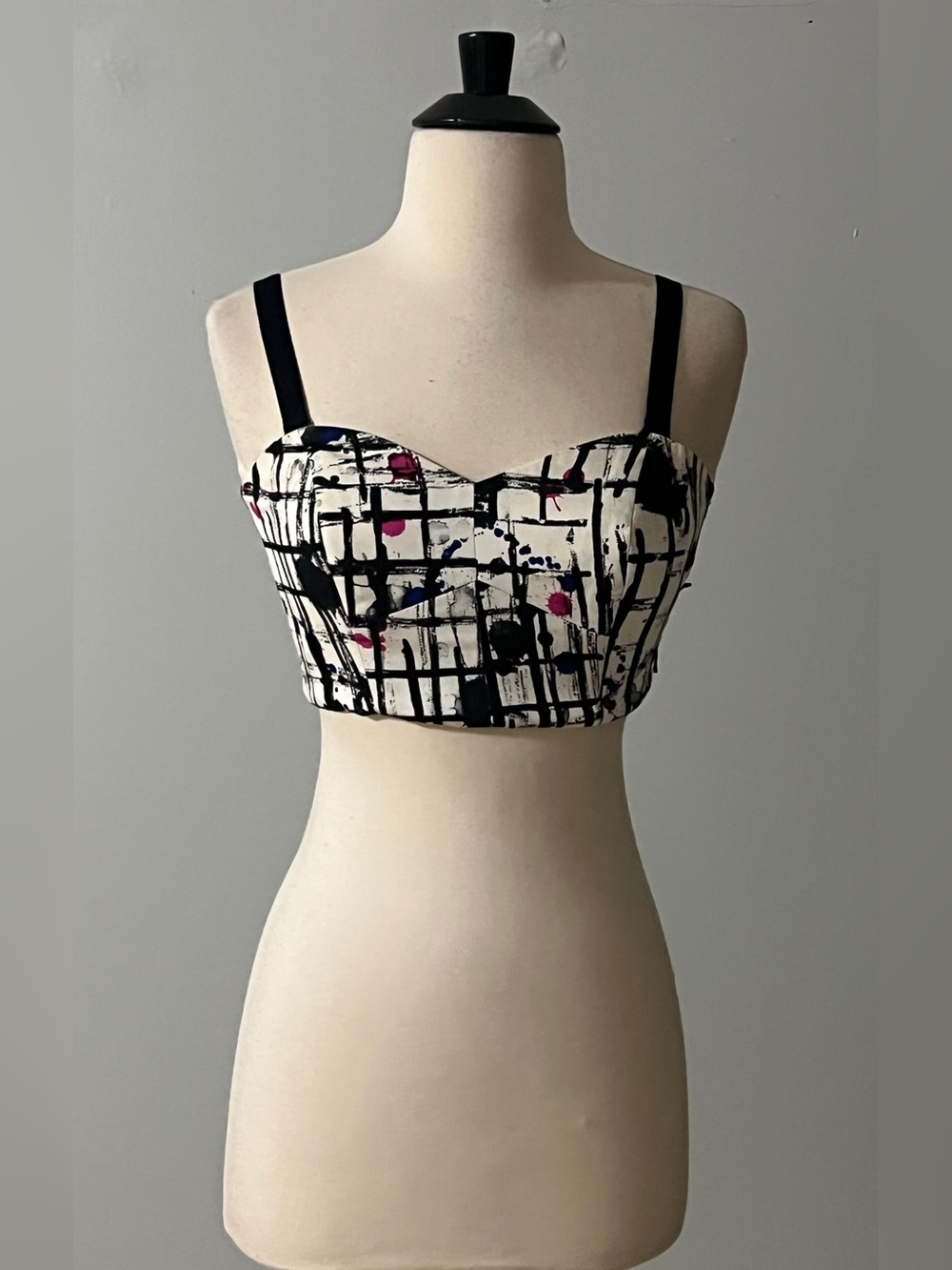Milly Splatter Print Cropped Bustier Top | Size 0